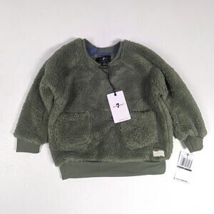 7 For All Mankind Fuzzy Sweater Boys Sz 2T Olive Green Pullover